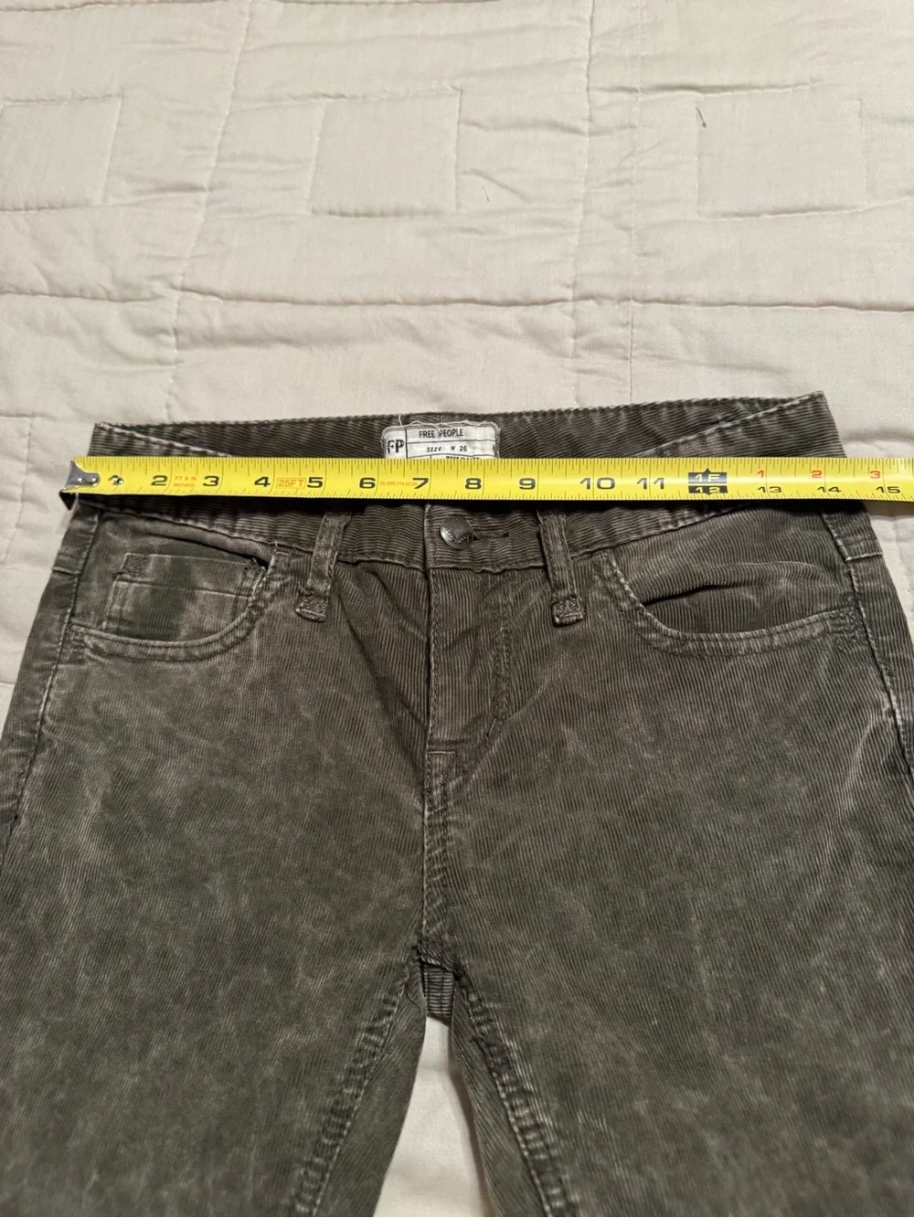 Free People Olive Green Corduroy Skinny Jeans